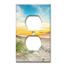 Art Plates Duplex Outlet Cover Wall Plate - Grass and the Beach Sand