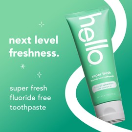 Hello Super Fresh Fluoride Free Toothpaste, Toothpaste for Bad Breath, Helps Remove Surface Stains, Natural Spearmint, 3 Pack, 4.7 Oz Tubes