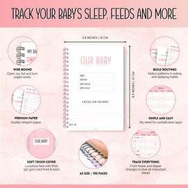 Baby Daily Logbook | Track Sleep, Feeds, Diapers, & More | Simple, Easy Routine Builder for New Parents | A5 (Pink)