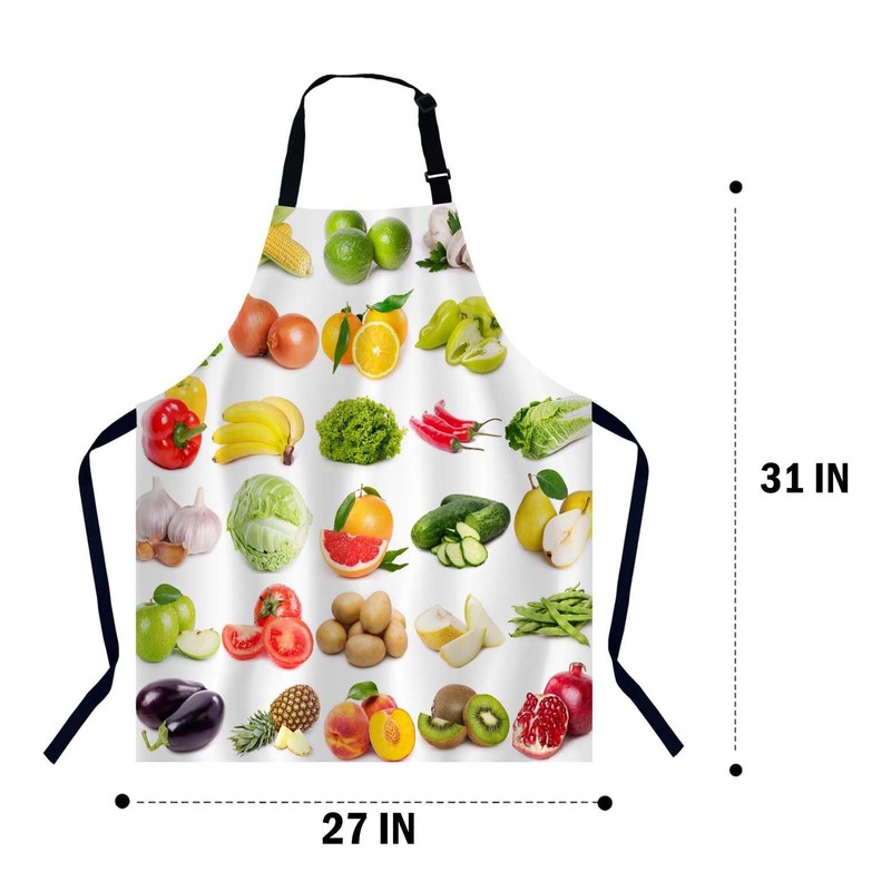 Xuwenz Fruits and Vegetables Bib Apron with Adjustable Neck for