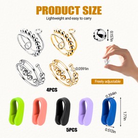 Set of 9 Panic Attacks Aid Skills Borderline Set with 4 Anti-Stress Ring, 5 Skills Panic Attack Clips, Acupressure Device Hand Clamp Acupressure for Stress Relief or Massage