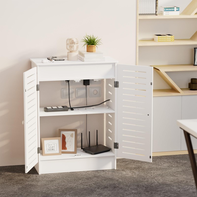 veonly WiFi Router Storage Box - Multimedia Concealment Cabinet with