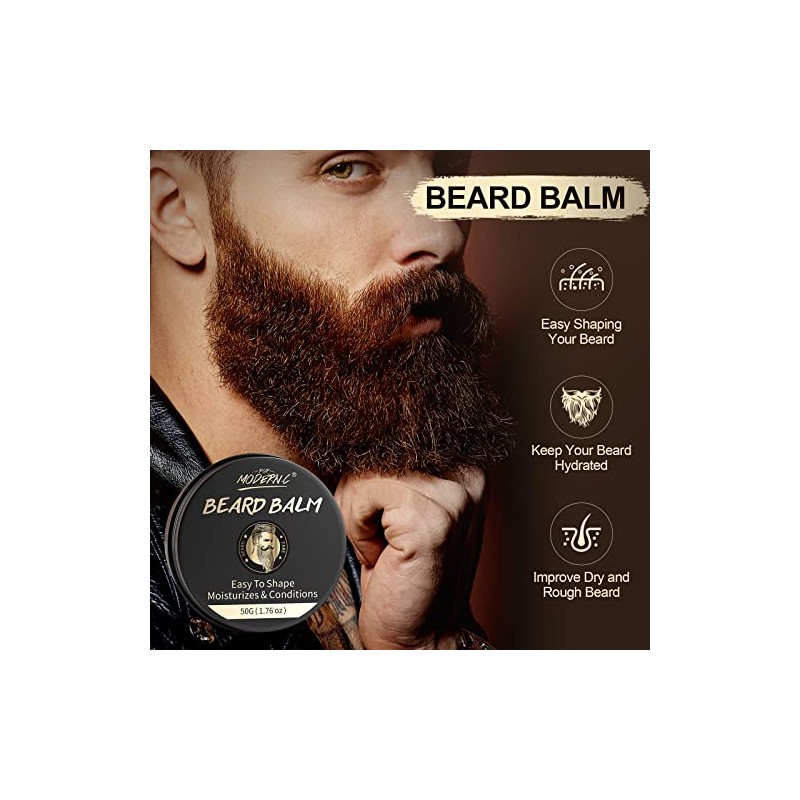 POP MODERN.C Beard Growth Kit Beard Grooming Kit 6pcs Beard