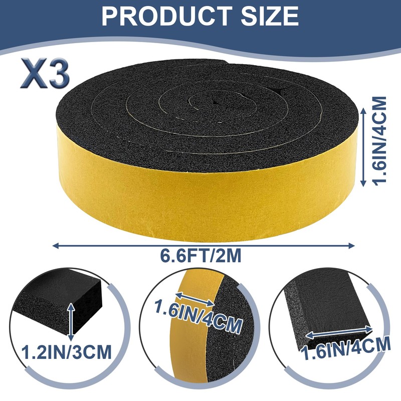 SFNSM 3PCS 6.6ft x 1.6in Black Polyurethane (PU) Universal Vented