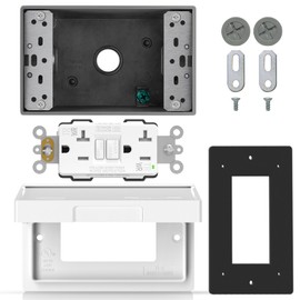 ELEGRP Outdoor GFCI Outlet Kit, with Weatherproof Cover and Box, 1 Gang, 20 Amp TRWR Self-Test GFI Receptacle, Horizontal Outdoor Cover, Extra Duty Metallic Electrical Outlet Box, UL Listed, 1 Pack