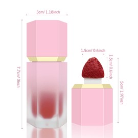 BEFIVECOK Liquid Blush for Cheeks, Soft Cream Blush with Cushion Applicator, Dewy Finish Matte Velvet Texture, High-Pigmented Blendable, Long-Wearing Rubor Makeup | #01 SEDUCTIVE-Bright Red