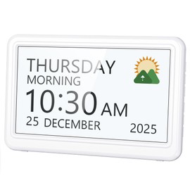 Roxicosly Dementia Clock with Date Day,20 Custom Alarms 20 Reminders,7" Digital Calendar Clock with Sun/Moon icons,12 Themes 9 Colors,10 Levels Auto Dimmer,18 Ringtones,HD Picture Frame