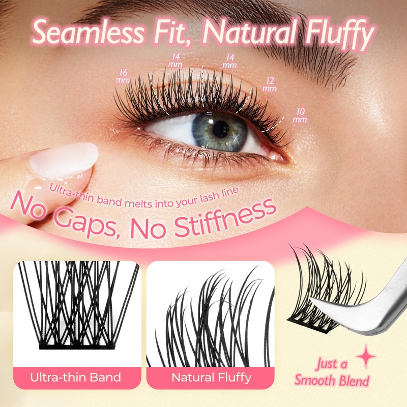 LASHVIEW Lash Clusters DIY Cluster Eyelash Extensions Mega Volume Reusable