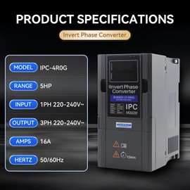 Mollom 4KW 220V Single to 3 Phase Invert Phase Converter-5HP 16A Input/Output IPC for 3PH Motor