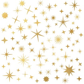 Sparkle Decals Star Decals, Nursery Wall Decal, Kids Room Decor, Star Wall Decor, Sparkle Wall Art, Baby Room Star Wall Sticker Peel&Stick Removable Decals (Vintage Gold)