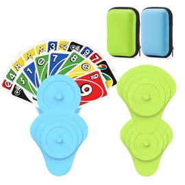 Bafutayawa Card Holder for Children offering Fun Without Tiring, Card Holder Set Includes 2 Storage Bags, Ergonomic Card Stand for Small Hands, 6-piece Accessories Blue and Green for Travel and
