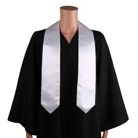 GradClassical Unisex Adult Plain Graduation Stole Sash 60" (White)
