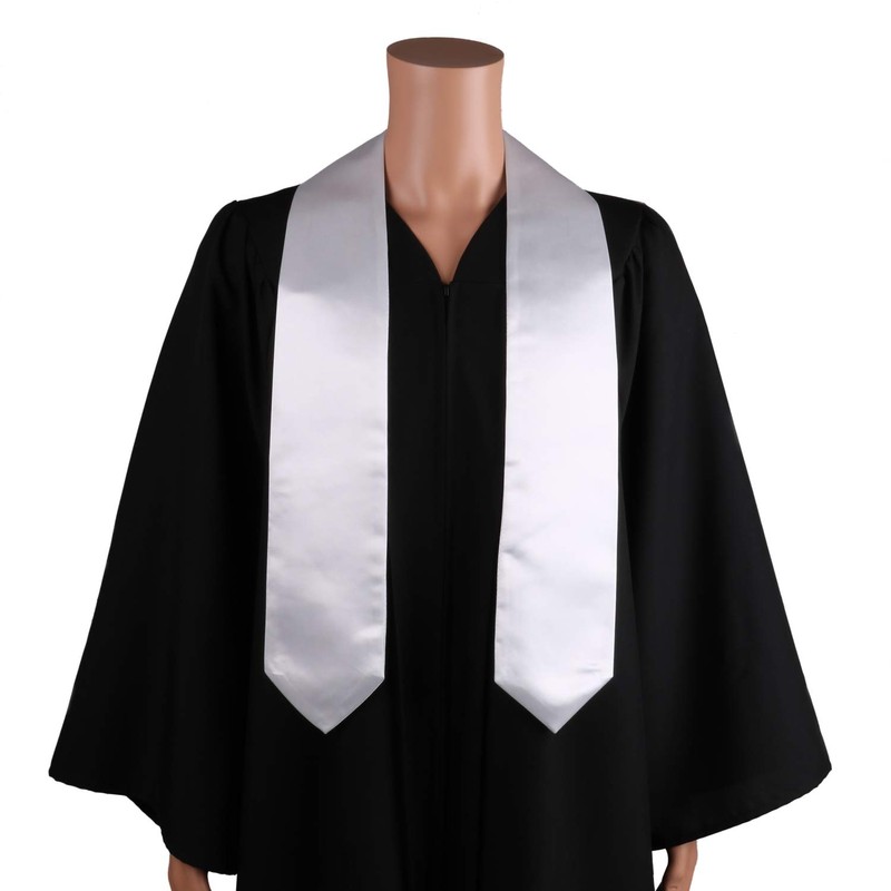 GradClassical Unisex Adult Plain Graduation Stole Sash 60" (White)