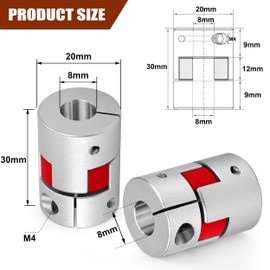 Kupplungskoppler Aluminium 8 mm x 8 mm Wellenkupplung Flexible Pflaumen Klauenkupplung Aluminiumlegierungs Gelenkverbinder für CNC-Maschine und Servostufenmotor, D20 L30