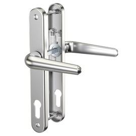 Bwintech 1 Set Satin Nickel UPVC Door Handle Set Stainless Steels 304, 92mm Backset,122mm Screw Hole Distance, 210mm Plate Length Front Door Handles for UPVC Door