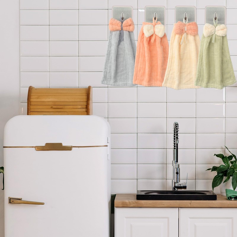 Roellgs 4pcs Kitchen Bathroom Hand Drying Towels, Decorative Towels, Microfibre