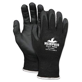 Memphis 92720NFL Cut Pro Cut Resistant Work Glove, HPPE/Nitrile Foam, Pair, Large, Black