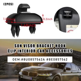 Augeny 2 PCS Sun Visor Bracket Hook Clip, Car Interior Suncreen Holder Hook Replacement, Base Makeup Mirror Fixing Bracket Compatible with A1 A3 A4 A5 Q3 Q5, OEM 8U0857562A 8E0857562 (Black)