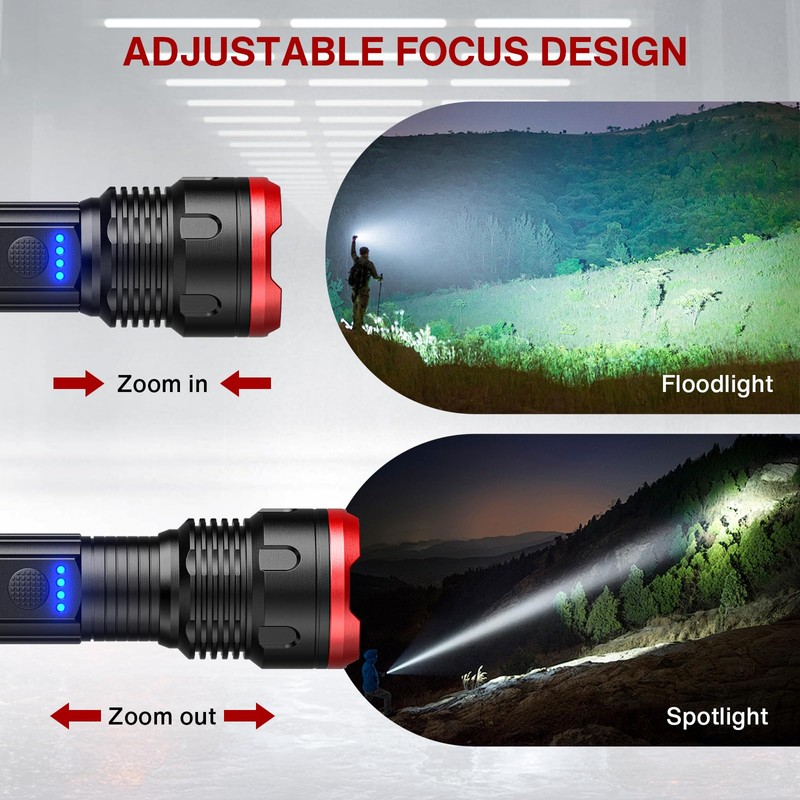 WdtPro Rechargeable Flashlights High Lumens, Super Bright Flashlight, Powerful LED