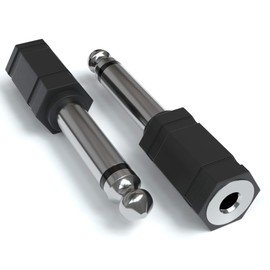 JAMEGA 3.5 mm Jack to 6.35 mm Mono Aux Jack Plug Set of 2 | 6.35 mm Male to 3.5 mm TS Socket Mono Adapter Instrument Adapter for Bass Amplifier, Guitar, Headphones, Speakers