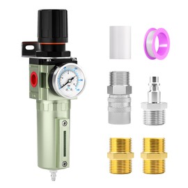 MEANLIN 3/4" NPT Heavy Duty Industrial Grade Air Compressor Moisture Filter, Manual Drain, Particulate Filter and Air Regulator For Plasma Cutter and Paint Spray