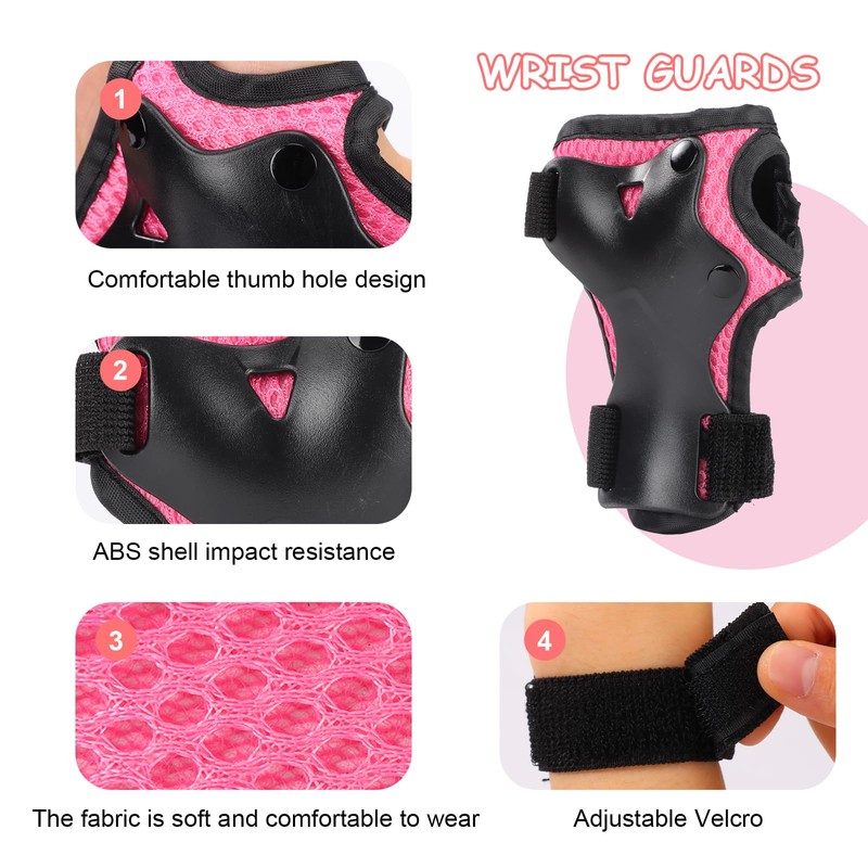 BURSUN Children's Knee Pads, Adjustable Knee Pads, Elbow Pads, Wrist