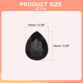 sourcing map 80Pcs 10 x 14 mm Teardrop Rhinestones Acrylic Pointed Back Rhinestone Beads Gems for Jewelry Making Costume Crystal Embellishments Crafts, Black
