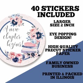A New Chapter Bridal Shower Stickers – 40ct 2" Round Book & Floral Favor Labels – Romantic Envelope Seals & Party Bag Stickers by AmandaCreation