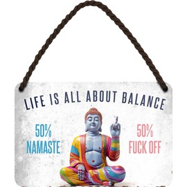 schilderkreis24 - Tin Sign "Balance of Life" - Yoga & Attitude 18 x 12 cm