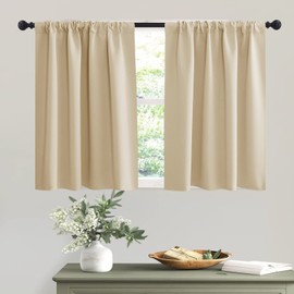 RYB HOME Thermal Insulated Curtains Blackout Small Window Drapes Light Block Privacy for Bathroom Kitchen Laundry RV Curtains, 42 inch Wide by 36 in Long, Biscotti Beige, 2 Pcs