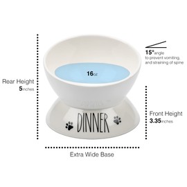 Prefurred Pet Elevated Cat Food Bowl Set (Sip & Savor Cat Dish) Two Elevated Cat Bowls, Cat Dishes for Food and Water. Porcelain Raised Cat Bowl, Small Pet Dog Bowl. Wide Tilted Cat Food Bowls.