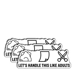 (3Pcs) Let’s Handle This Like Adults Sticker – Funny Rock Paper Scissors Decal Laptop, Water Bottle, Journal, Office Desk, Gag Gifts for Coworkers, Women – Sarcastic Workplace Humor Men 3"x1"