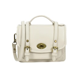 Womens Classic Mini Satchel Handbag Leather Crossbody Purse with Turn-Lock Closure Multiple Colours Option pipin (Off White)
