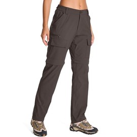 Womens Hiking Pants Convertible Quick Dry Lightweight Zip Off Outdoor Safari Pants with Cargo Pockets,2195,Brown,10