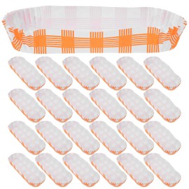 TOPPERFUN 100Pcs Paper Hot Dog Tray, 5.5x2.0x1.2in Disposable Hot Dog Tray, Retro Checkered Hot Dog Wrapping Paper, Rectangular Grooved Hot Dog Greaseproof Liner for Takeaway Hot Dogs, Tortillas