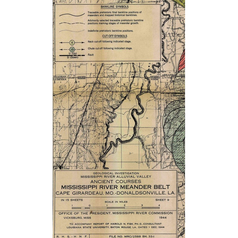 ArtWallz 1944 Harold Fisk Map Sheet 9- Mississippi Ancient River