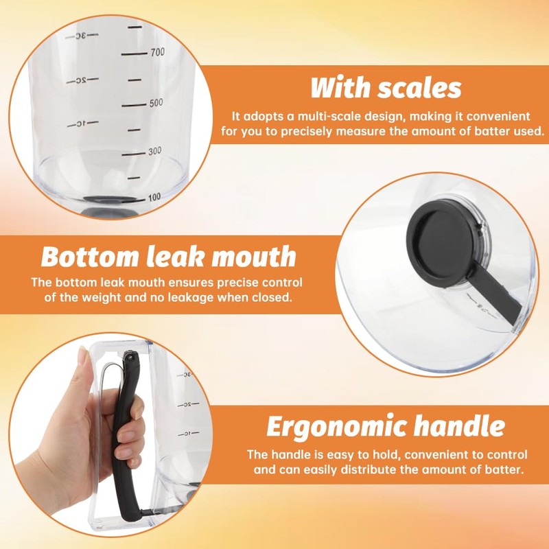 4 Cup Pancake Batter Dispenser with Cupcake Scoop Batters Dispenser,Pancake