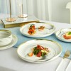 Pokini Marble Gold Rim Dinnerware Sets, Porcelain Plates and Bowls