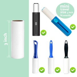 3 inch Mini Lint Roller Refills Compatible with Scotch Brite Mini Travel Lint Roller and PetLovers Evercare Mini Pet Hair Remover Sticky Roller Refill 4 Rolls 40 Sheets per Roll Total 160 Sheets