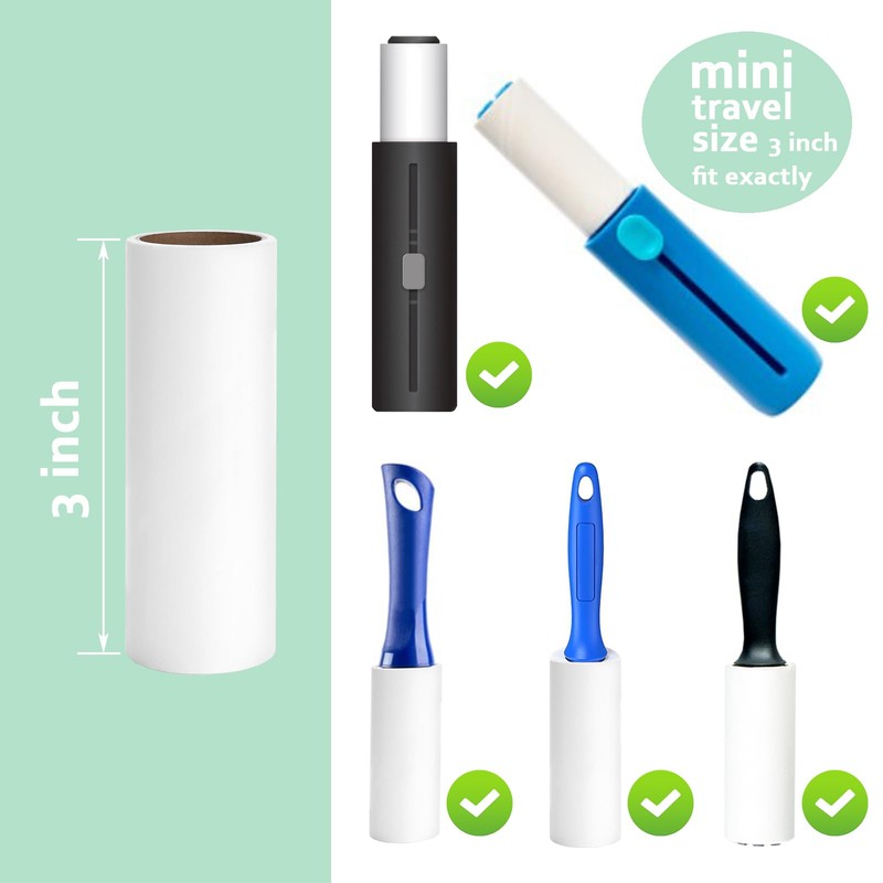 3 inch Mini Lint Roller Refills Compatible with Scotch Brite