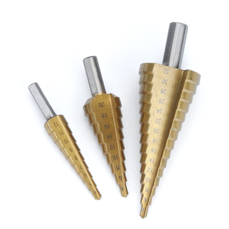 3 Piece HSS Step Drill Bit Set Hex Shank Step