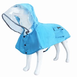 Dog Raincoat Waterproof Rain Poncho with Hoodie, High Reflective Adjustable Pet Rain Jacket with Leash Hole for Small Medium and Large Dogs (Blue, Small)