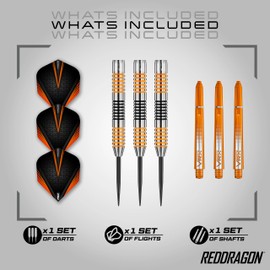 Red Dragon Amberjack Darts 21 g, 22 g, 23 g, 24 g or 27 g Professional Dart Set, 3 x Darts with Flights and Shafts