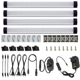 AIBOO Dimmable LED Under Cabinet Lighting Under Counter LED Light Bar Linkable Kit with Rocker Switch Kitchen,Showcase,Shelf Lighting(4 Panel Kits Warmwhite)