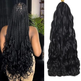 8 Packs French Curly Braiding Hair 20 Inch 100g/Pack Black French Curl Braiding Hair Bouncy Spanish Curly Crochet Braiding Hair Loose Wavy Synthetic Braiding Hair Extensions for Women (20Inch, 1B)