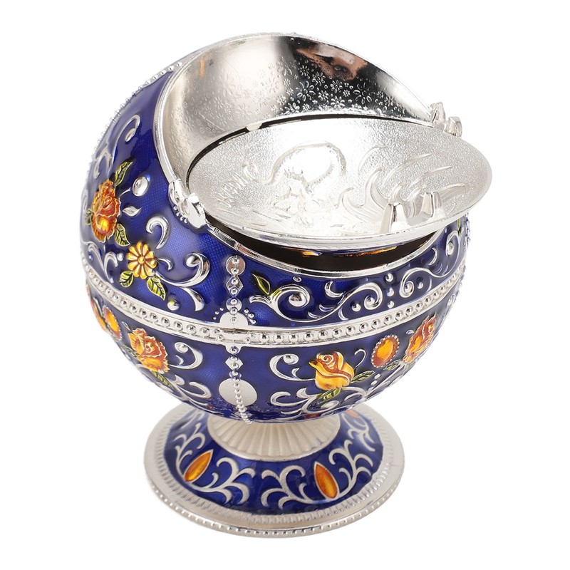 Ball Ashtray with Windproof Lid Retro Dragon Stereoscopic Relief Zinc