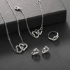 FDEETY Jewellery Set Women's Double Heart Crystal Pendant Necklace Stud