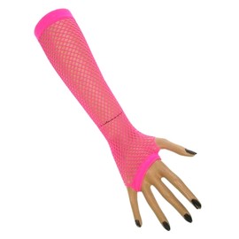 krautwear Ladies’ and Girls' Neon Pink 80s Clothing: Sweatbands, Headband, Wristbands, Leg Warmers, Gloves, Fishnet Gloves Pink, Pink