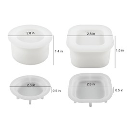 2 Pack Round Square Storage Jar Mold with Lids for Home Decor, Cadnle Holder Molds, Flower Pot Vase Concrete, DIY Plaster Cast Cement Rings Jewelry Storage Box Mold
