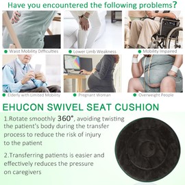 Ehucon Swivel Seat Cushion 360 Degree Rotating Seat Cushion Light Weight Portable Pivot Disc Pad for Elderly, Swivel Car Seat Easy Turning from Bed to Wheelchair or Chair (40cmX40cm-Gray)